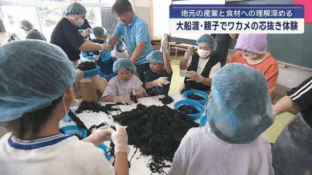 地元の産業と食材への理解深める　親子でワカメの芯抜き体験【岩手・大船渡市】