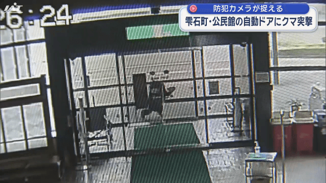 防犯カメラが捉える 公民館の自動ドアにクマ突撃【岩手・雫石町】