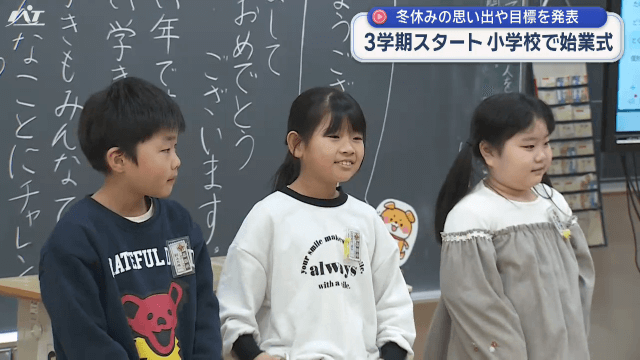 ３学期スタート　小学校の始業式ピーク　冬休みの思い出や目標を発表【岩手・陸前高田市】